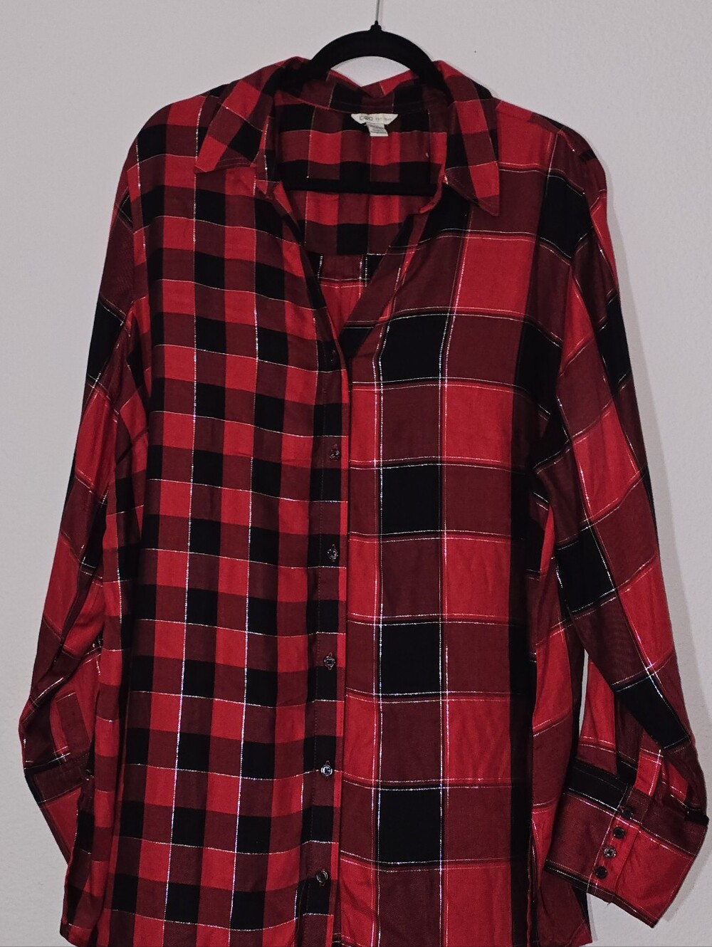 Cato Red and Black Plaid Men's Button-Down Shirt